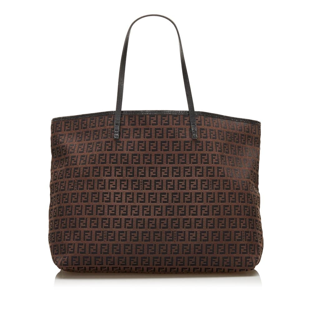 Pre-owned Fendi Zucchino Canvas Tote Bag Brown