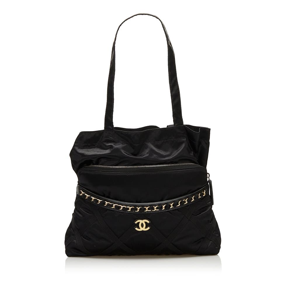Pre-owned Chanel Foldable Nylon Tote Bag Black