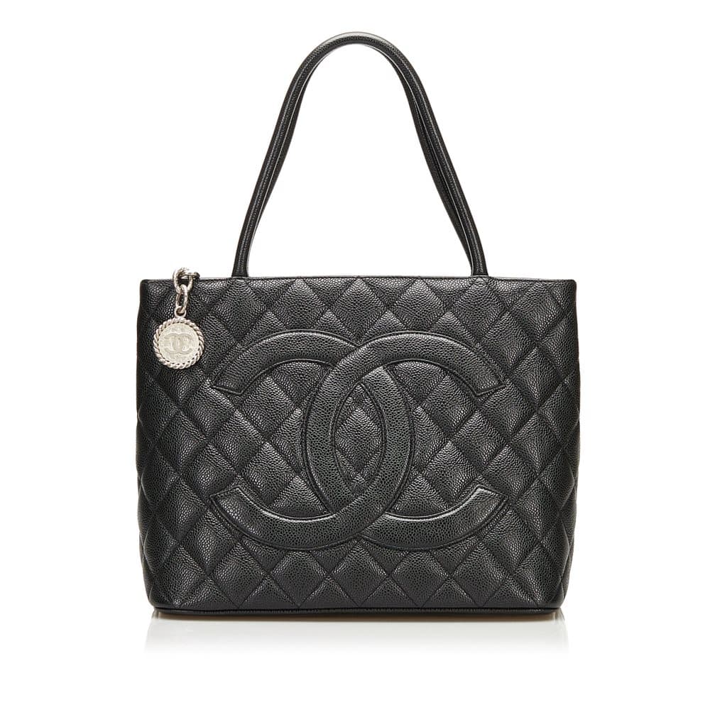 Pre-owned Chanel Caviar Medallion Tote Bag Black