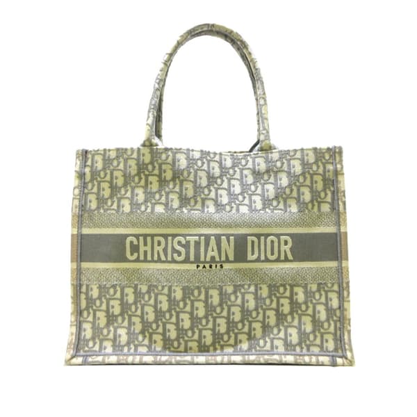 Pre-owned Dior Medium Oblique Book Tote Gray