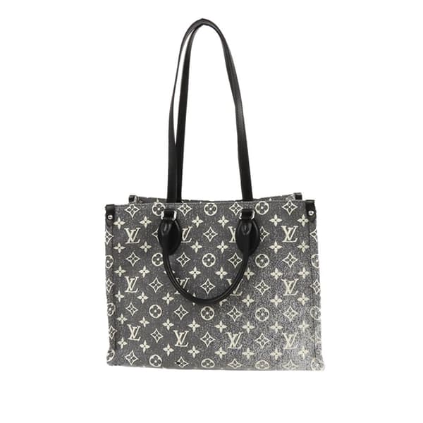 Pre-owned Louis Vuitton Monogram Denim Onthego MM Gray