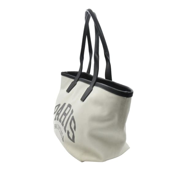 Pre-owned Balenciaga Small Canvas Cities Paris Jumbo Tote White