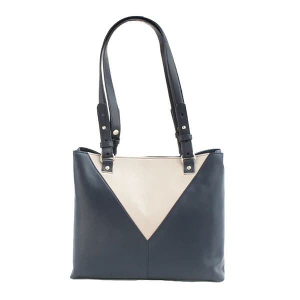 Eastern Counties Leather Alice Contrast Panel Leather Handbag Navy/Ivory One Size