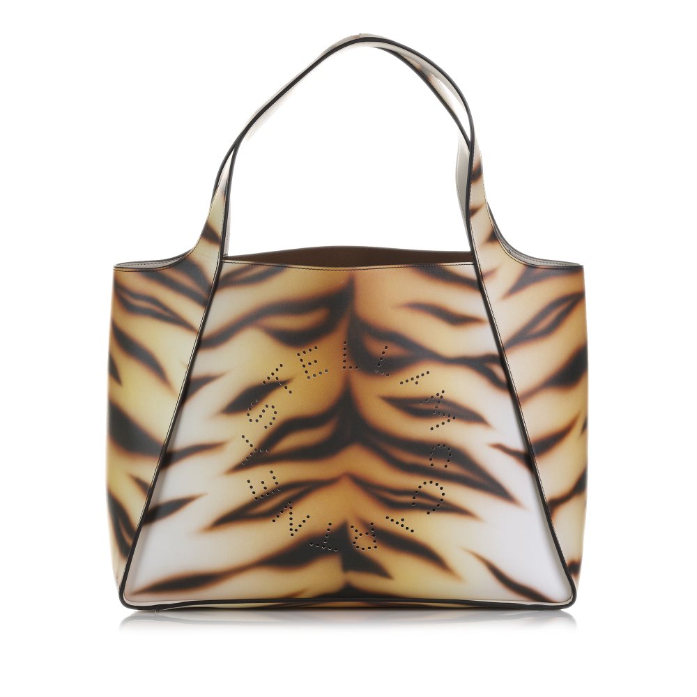 Pre-owned Stella McCartney Stella Logo Tiger Print Tote Brown Product Image