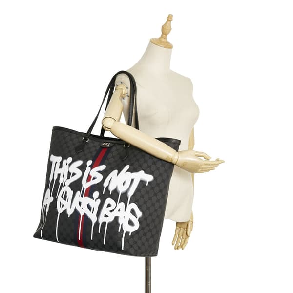 Pre-owned Balenciaga The Hacker Project Graffiti BB Supreme Tote Black