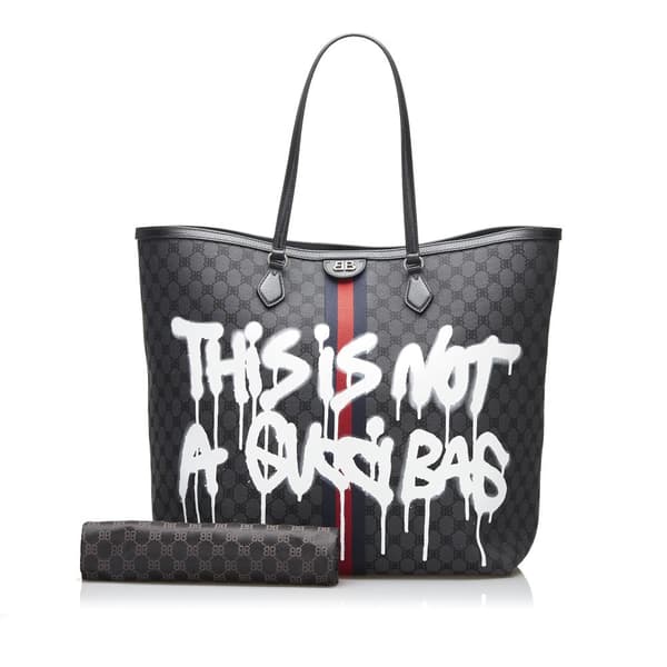Pre-owned Balenciaga The Hacker Project Graffiti BB Supreme Tote Black