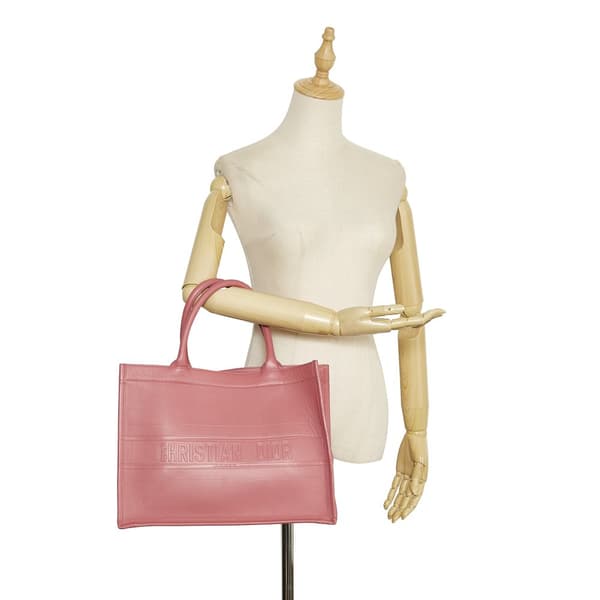 Pre-owned Dior Medium Embossed Book Tote Pink