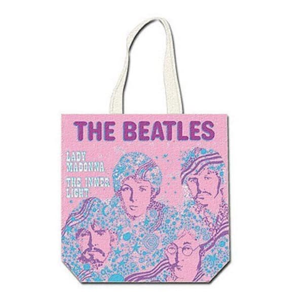 The Beatles Tote Bag Lady Madonna band logo Official zip top Pink 38cm x 38cm 38cm x 38cm