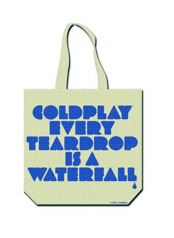 Coldplay Tote Bag Fuzzy Man Every Tear Is A Waterfall Official zip top 34cm x 29cm