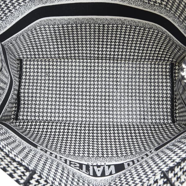 Pre-owned Dior Large Houndstooth Book Tote Black