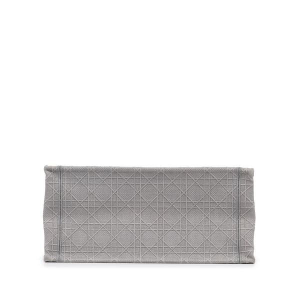 Pre-owned Dior Medium Cannage Embroidered Book Tote Gray