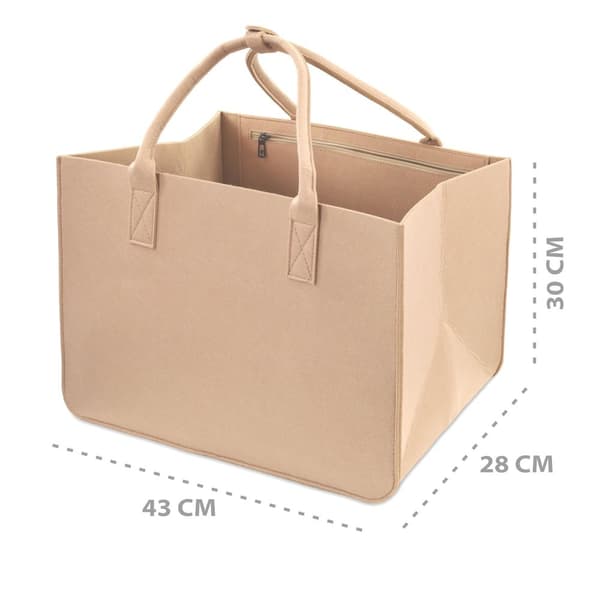 Ostoskassi huopakassi shopper - ostoskori huopakori kantokassi iso ostoskassi kori kahvalla ja sivutaskulla taitettava huopa beige 43x30x28 cm