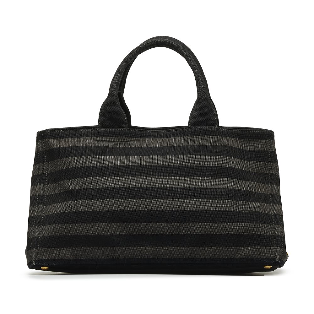 image of Pre-owned Prada Canapa Righe Tote Black