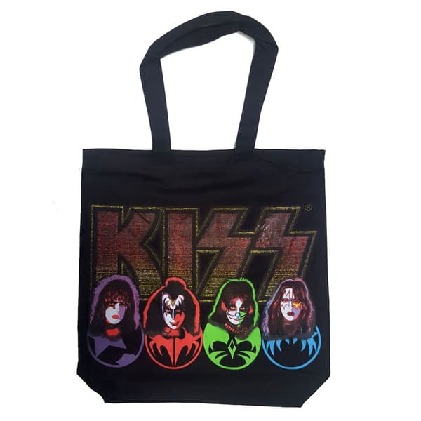 Kiss Faces Cotton Logo Tote Bag Black One Size