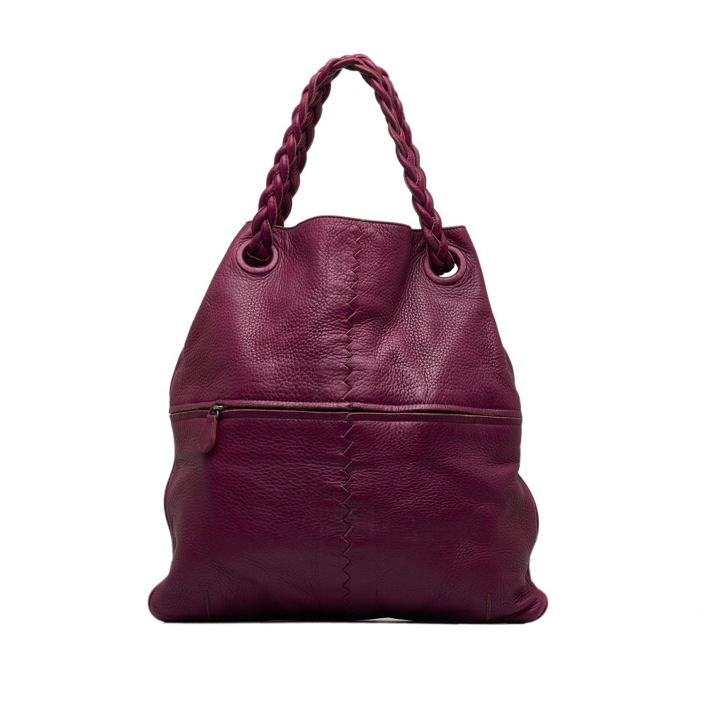 image of Pre-owned Bottega Veneta Leather Julie Tote Bag Purple