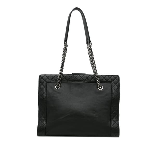 Pre-owned Chanel Medium Calfskin Boy Reverso Shopping Tote Black
