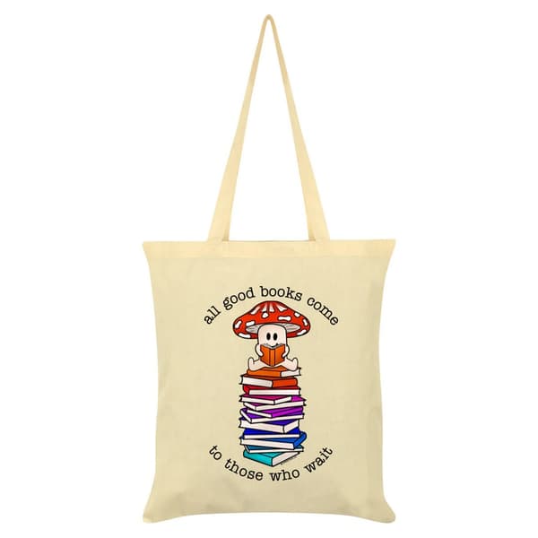 Grindstore All Good Books Come To Those Who Wait Tote Bag Cream/Red/Blue One Size