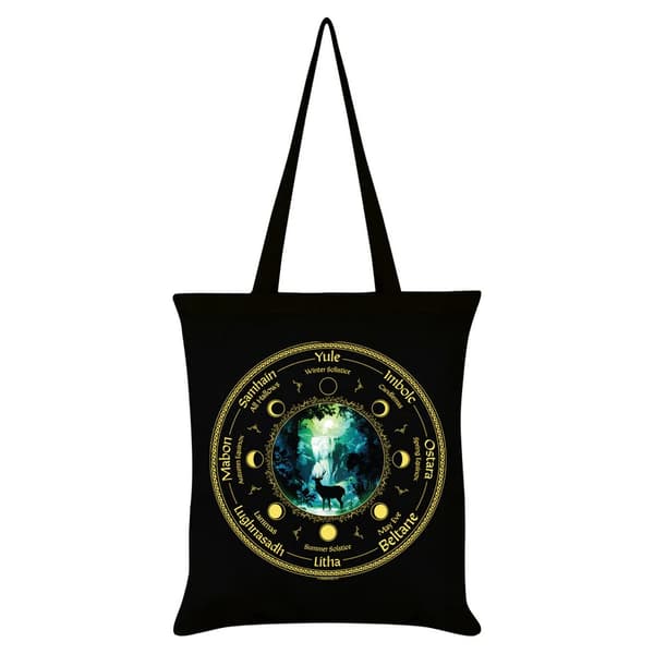 Grindstore Pagan Calendar Tote Bag Black/Gold/Blue One Size
