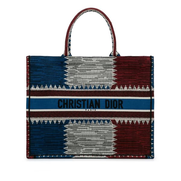 Pre-owned Dior Large French Flag Book Tote Blue