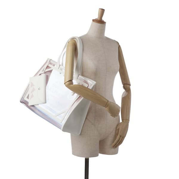 Pre-owned Balmain x Evian PVC B-Army Tote White