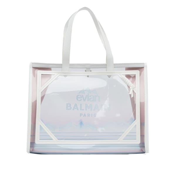 Pre-owned Balmain x Evian PVC B-Army Tote White