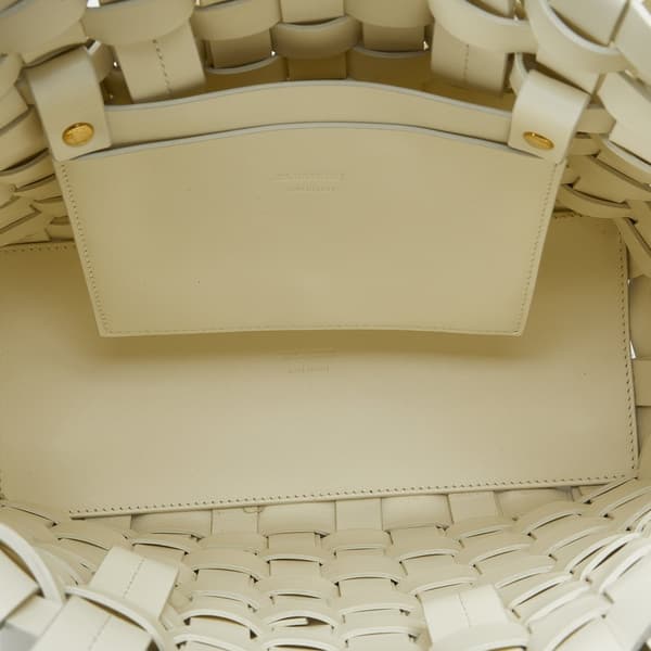 Pre-owned Jil Sander Woven Leather Basket Tote White