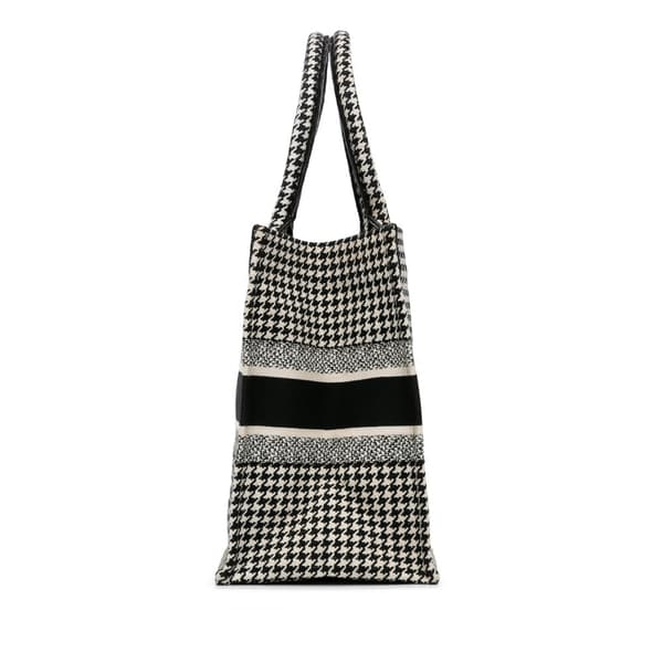 Pre-owned Dior Medium Houndstooth Book Tote Black