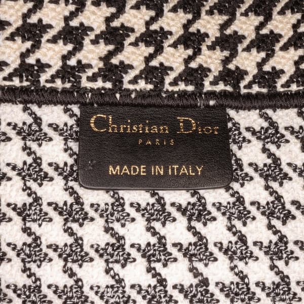 Pre-owned Dior Medium Houndstooth Book Tote Black