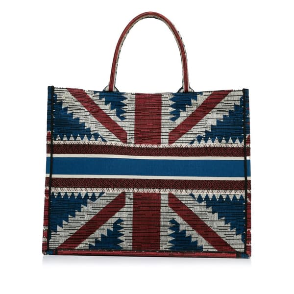 Pre-owned Dior Large French Flag Book Tote Blue