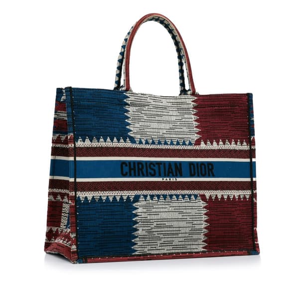 Pre-owned Dior Large French Flag Book Tote Blue