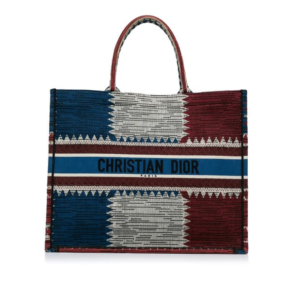 Pre-owned Dior Large French Flag Book Tote Blue