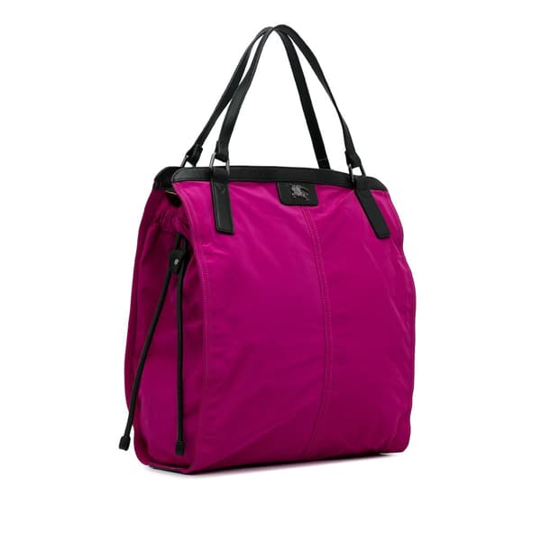 Pre-owned Burberry Nylon Buckleigh Tote Bag Pink