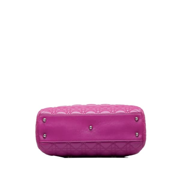 Pre-owned Dior Medium Lambskin Cannage Lady Dior Soft Shopping Tote Pink