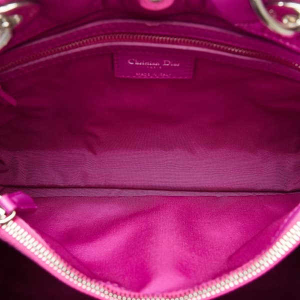 Pre-owned Dior Medium Lambskin Cannage Lady Dior Soft Shopping Tote Pink