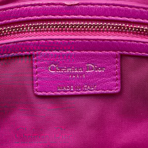Pre-owned Dior Medium Lambskin Cannage Lady Dior Soft Shopping Tote Pink