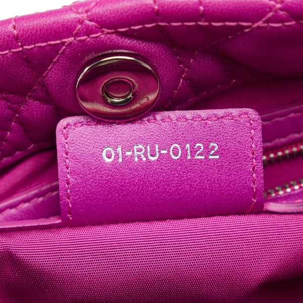 Pre-owned Dior Medium Lambskin Cannage Lady Dior Soft Shopping Tote Pink