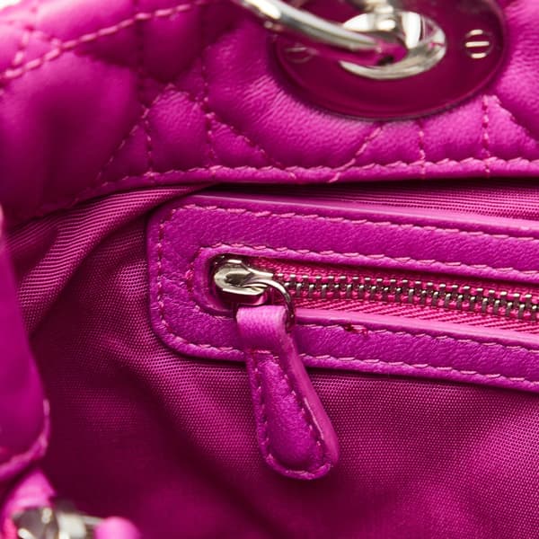 Pre-owned Dior Medium Lambskin Cannage Lady Dior Soft Shopping Tote Pink