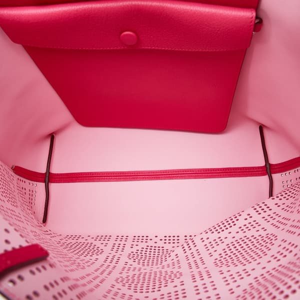 Pre-owned Dior Perforated Cannage Dioriva Tote Pink
