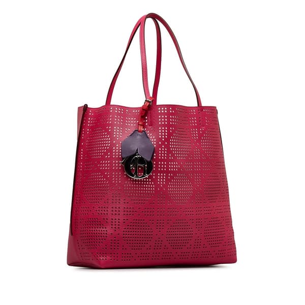 Pre-owned Dior Perforated Cannage Dioriva Tote Pink