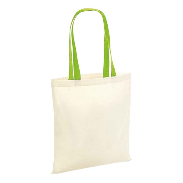 Westford Mill Contrast Handle Tote Bag Natural/Lime Green One Size