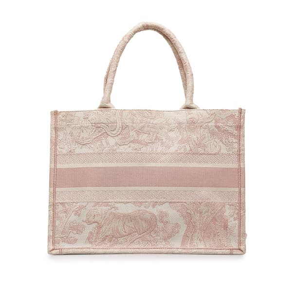 Pre-owned Dior Medium Toile de Jouy Book Tote Pink