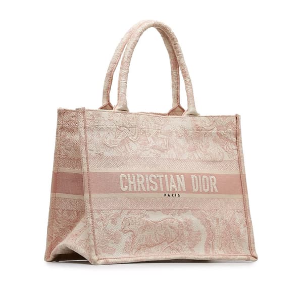 Pre-owned Dior Medium Toile de Jouy Book Tote Pink