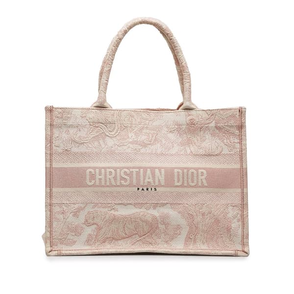 Pre-owned Dior Medium Toile de Jouy Book Tote Pink