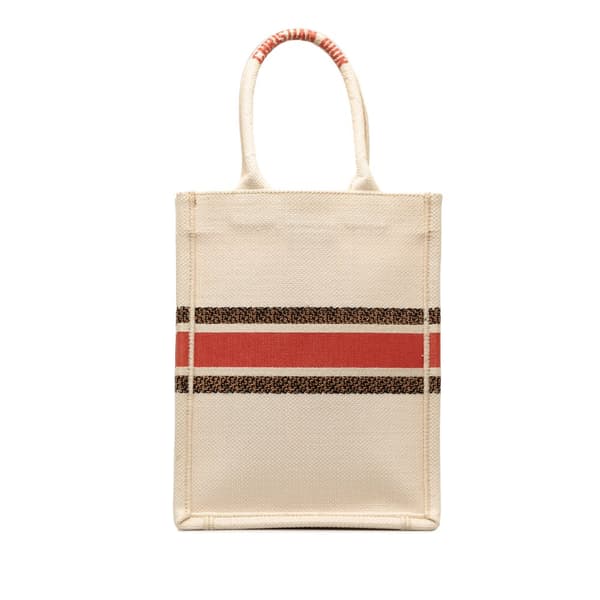 Pre-owned Dior Fleurs Bibliques Embroidery Vertical Book Tote Brown