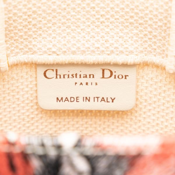 Pre-owned Dior Fleurs Bibliques Embroidery Vertical Book Tote Brown