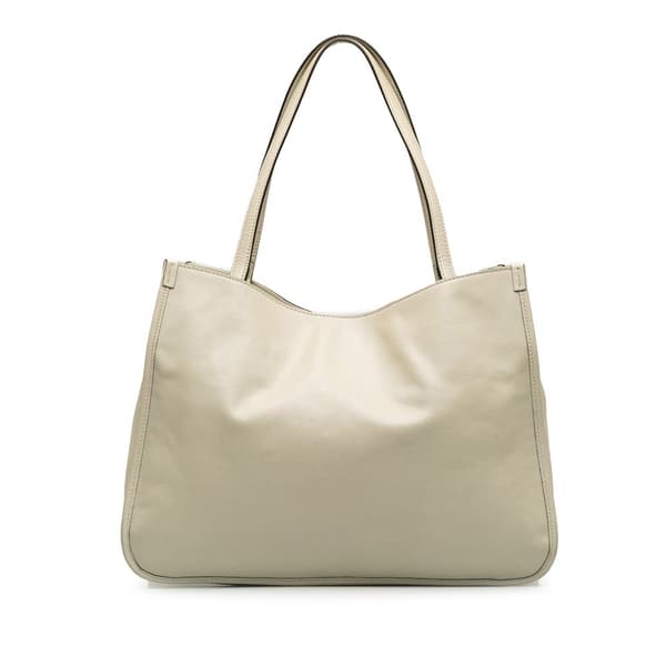 Pre-owned Gucci Horsebit 1995 Leather Tote Bag White
