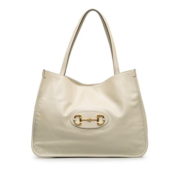 Pre-owned Gucci Horsebit 1995 Leather Tote Bag White