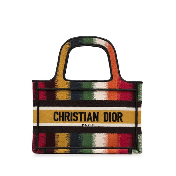 Pre-owned Dior Mini D Stripes Book Tote Yellow