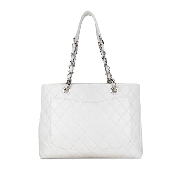 Pre-owned Chanel Caviar Grand Shopping Tote White