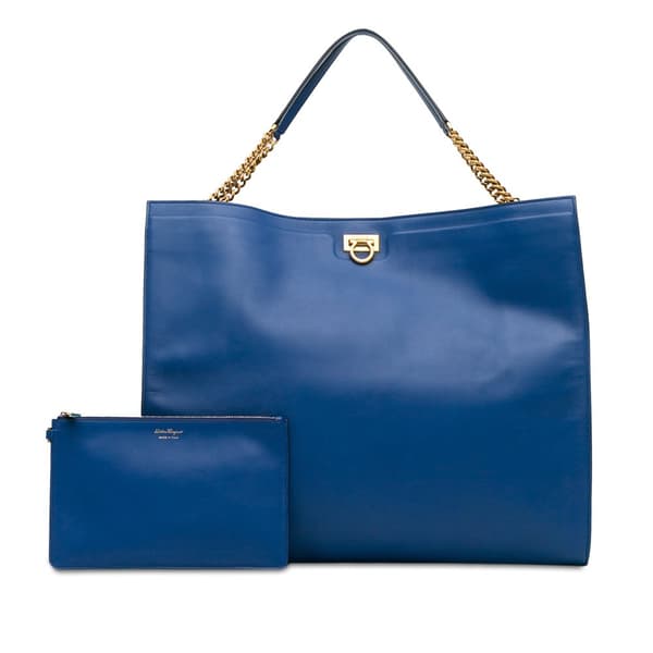 Pre-owned Ferragamo Trifolio Tote Bag Blue